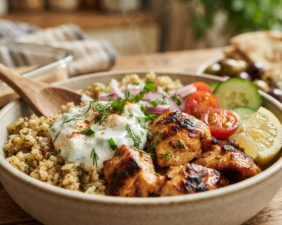 20 Minute Greek Chicken Tzatziki Bowls Meal Prep suggested serving