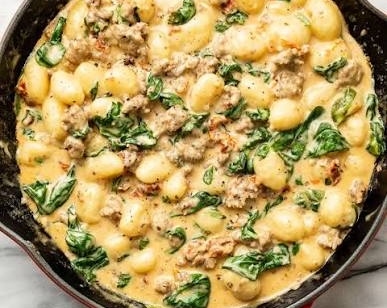 Easy Creamy Garlic Parmesan Sausage and Gnocchi suggested serving