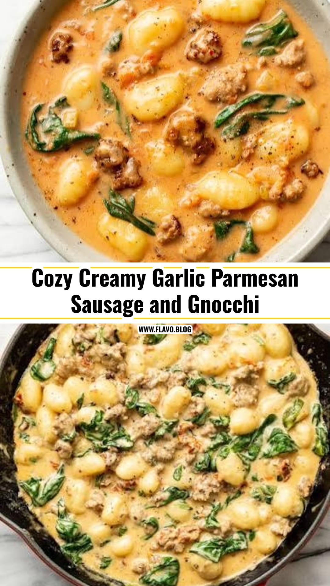 Easy Creamy Garlic Parmesan Sausage and Gnocchi