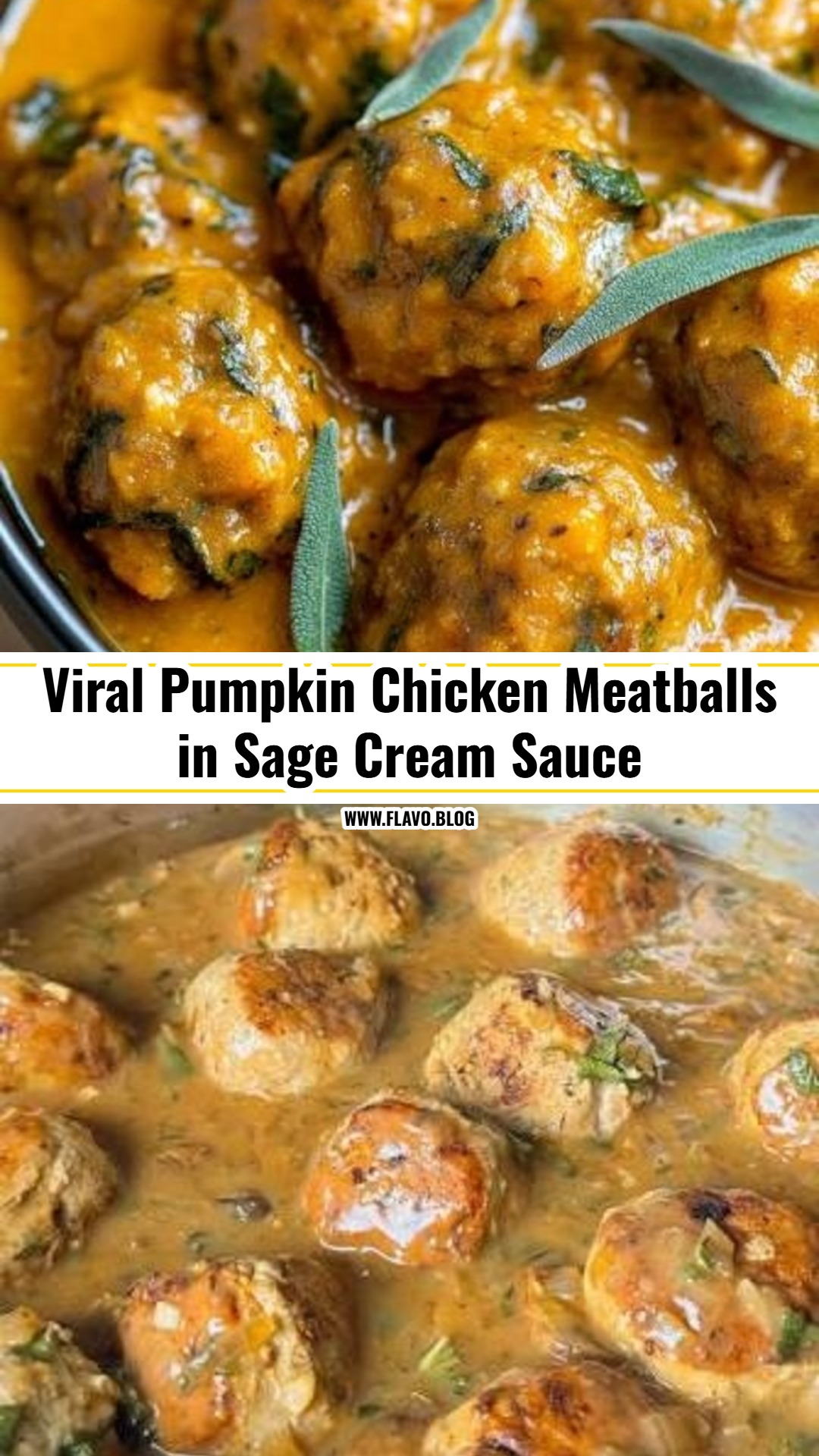 Best Creamy Pumpkin Chicken Meatballs in Sage Cream Sauce