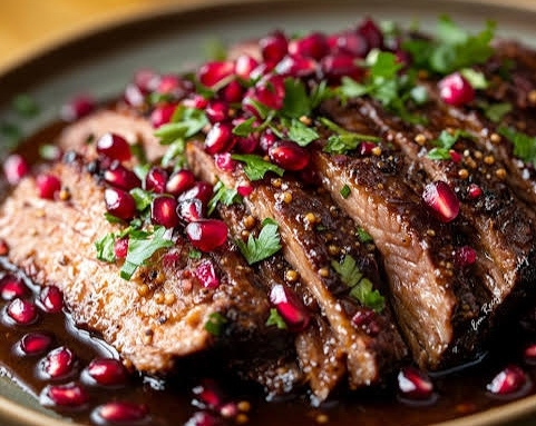 Best Honey Glazed Braised Brisket With Pomegranate top view
