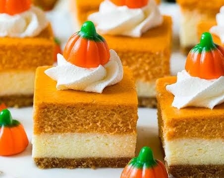 Best Pumpkin Spice Cheesecake Bars with Biscoff Crust suggested serving
