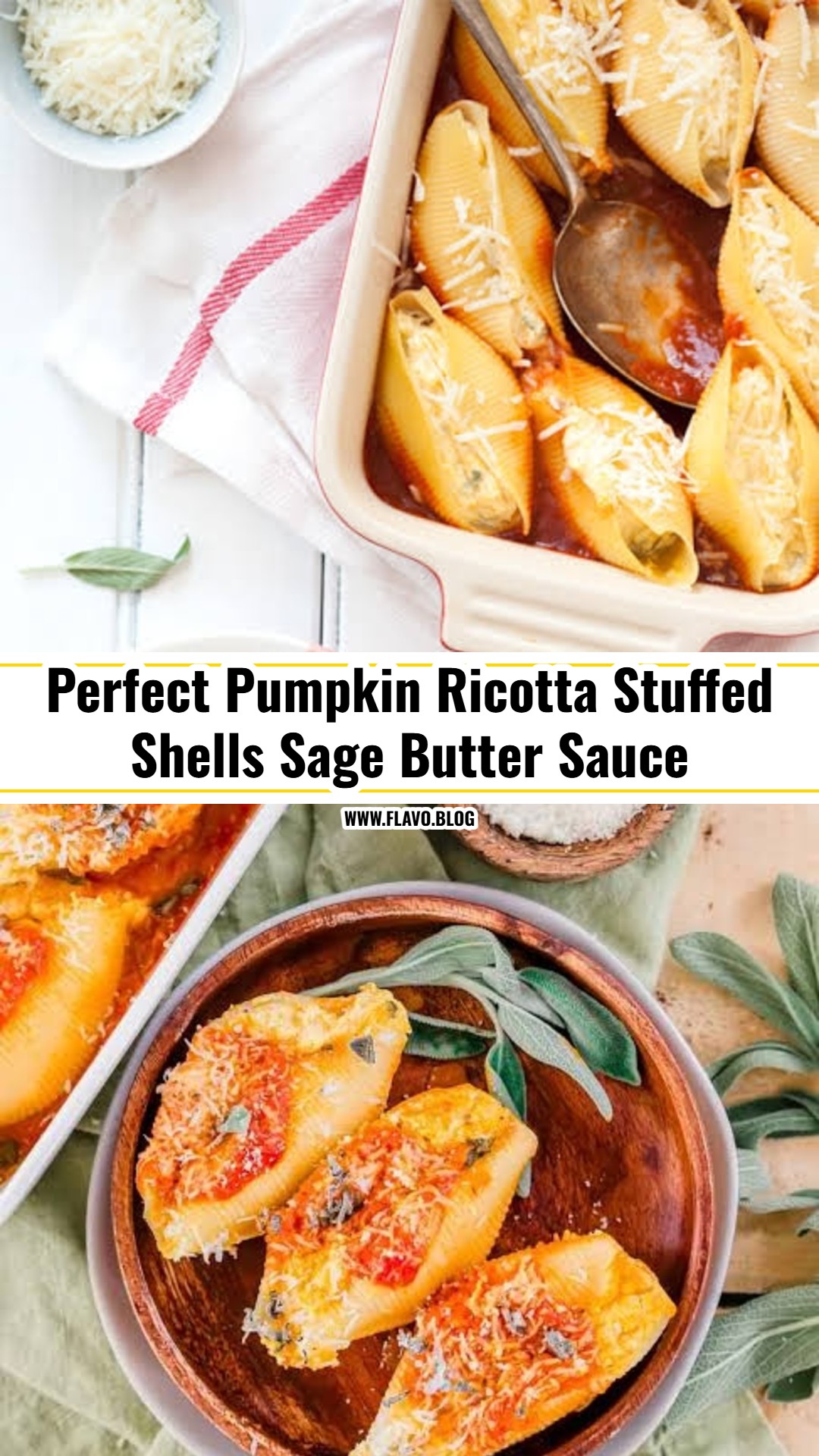 Creamy Pumpkin Ricotta Stuffed Shells Sage Butter Sauce