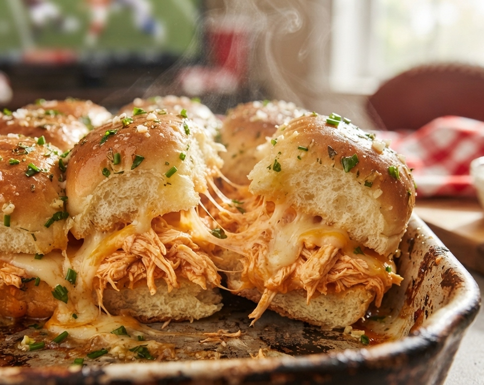 Easy Garlic Butter Buffalo Chicken Pull Apart Sliders suggested serving