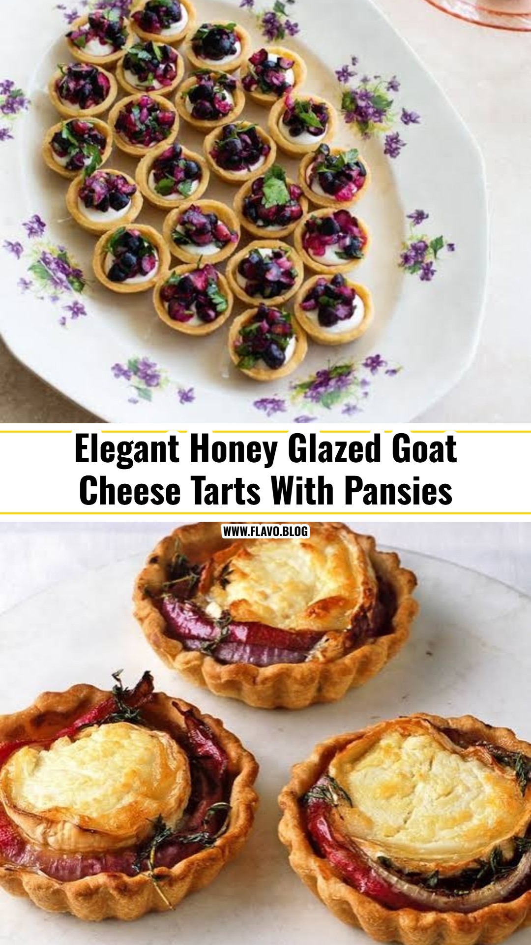 Easy Honey Glazed Goat Cheese Tarts With Edible Pansies