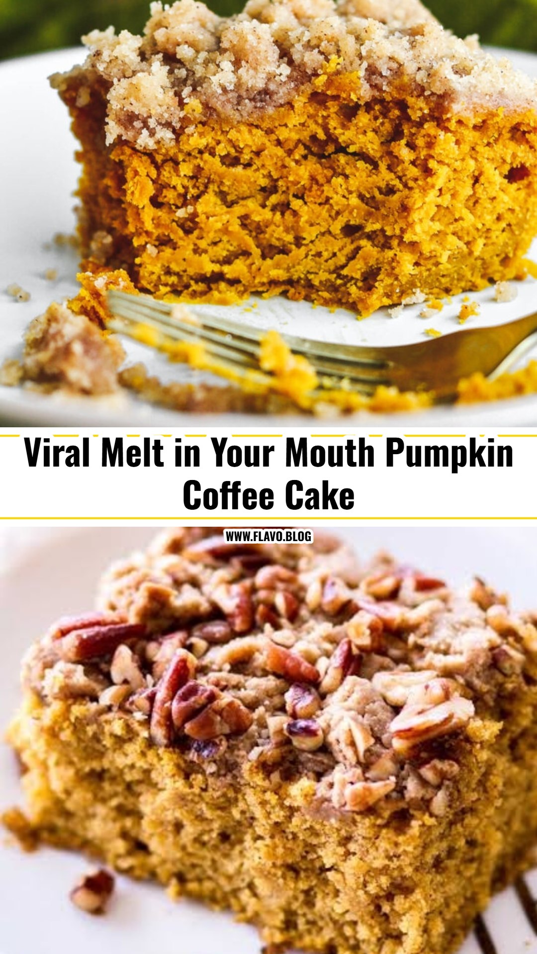Easy Pumpkin Coffee Cake with Maple Pecan Streusel