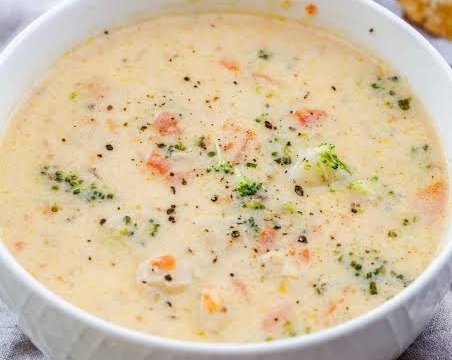 The Best Broccoli Cheddar Potato Soup Recipe Ever top view