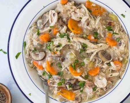 The Best Crockpot Chicken and Wild Rice Soup Recipe Ever top view