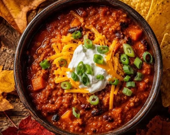 The Best Crockpot Pumpkin Chili Recipe Ever top view