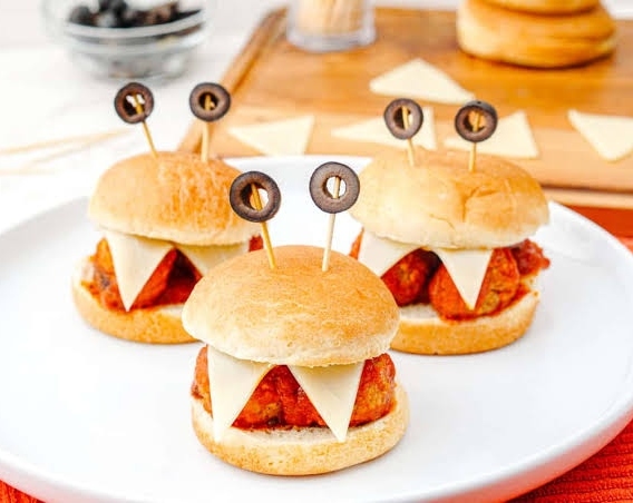 The Best Halloween Meatball Sliders Recipe Ever top view