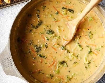 Viral 20 Minute Creamy Broccoli Cheddar Soup Secret top view