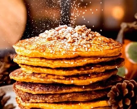 Viral Fluffy High Protein Pumpkin Spice Pancakes suggested serving